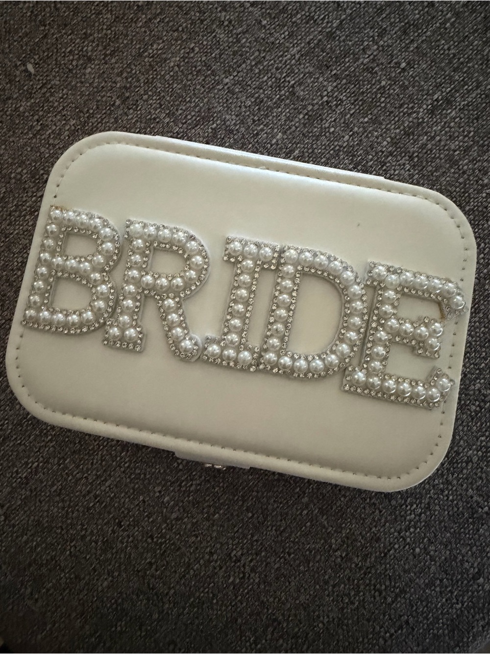 Pearl-Embellished 'BRIDE' White Jewelry box travel